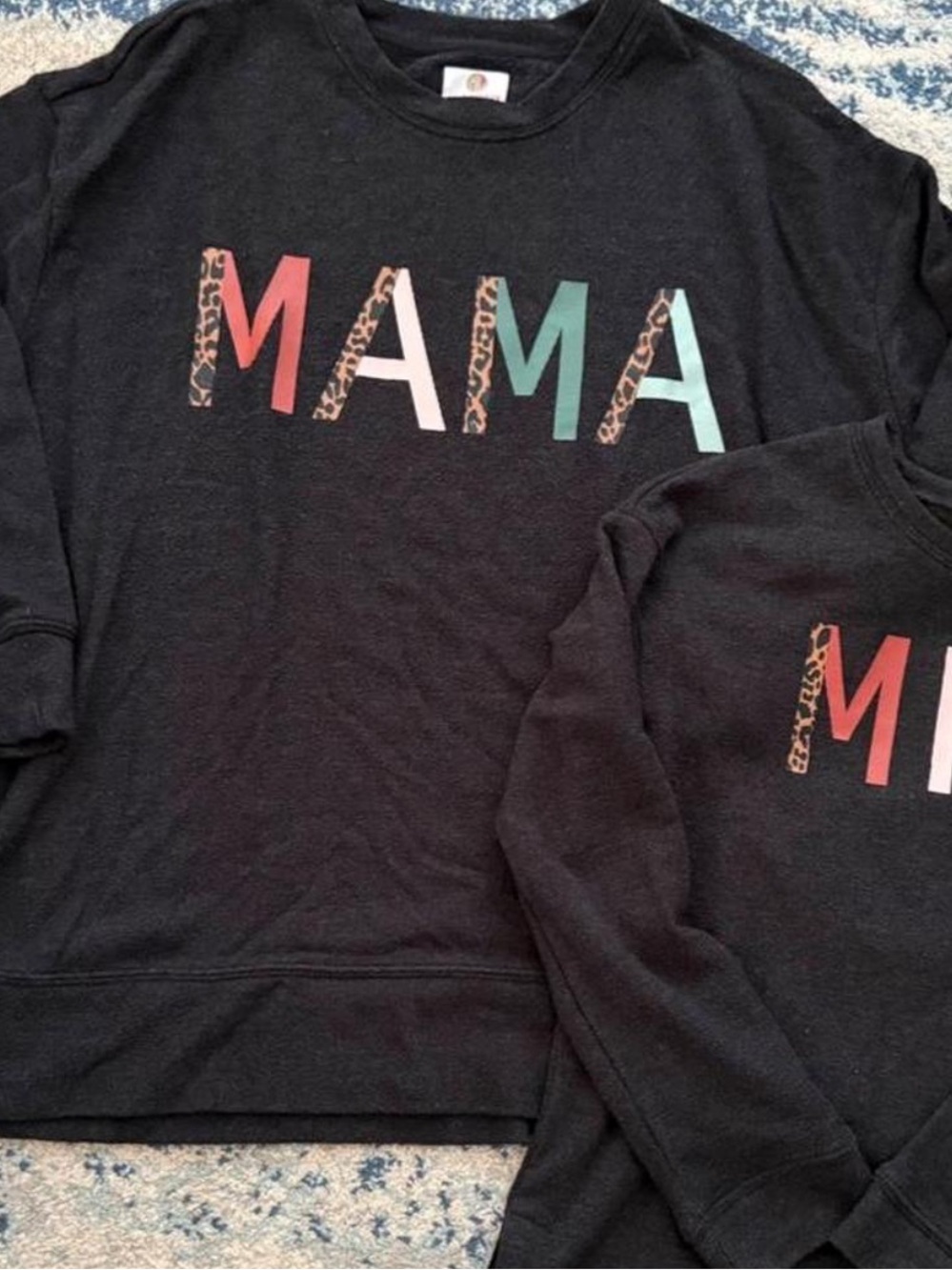 MARLEYLILY - MAMA - Sz L/XL -Graphic Sweatshirt with Colorblock & Leopard Accent